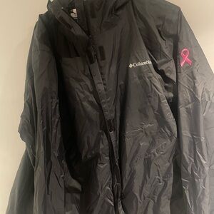 Columbia Black Jacket with Breast Cancer Pink Ribbon Accent